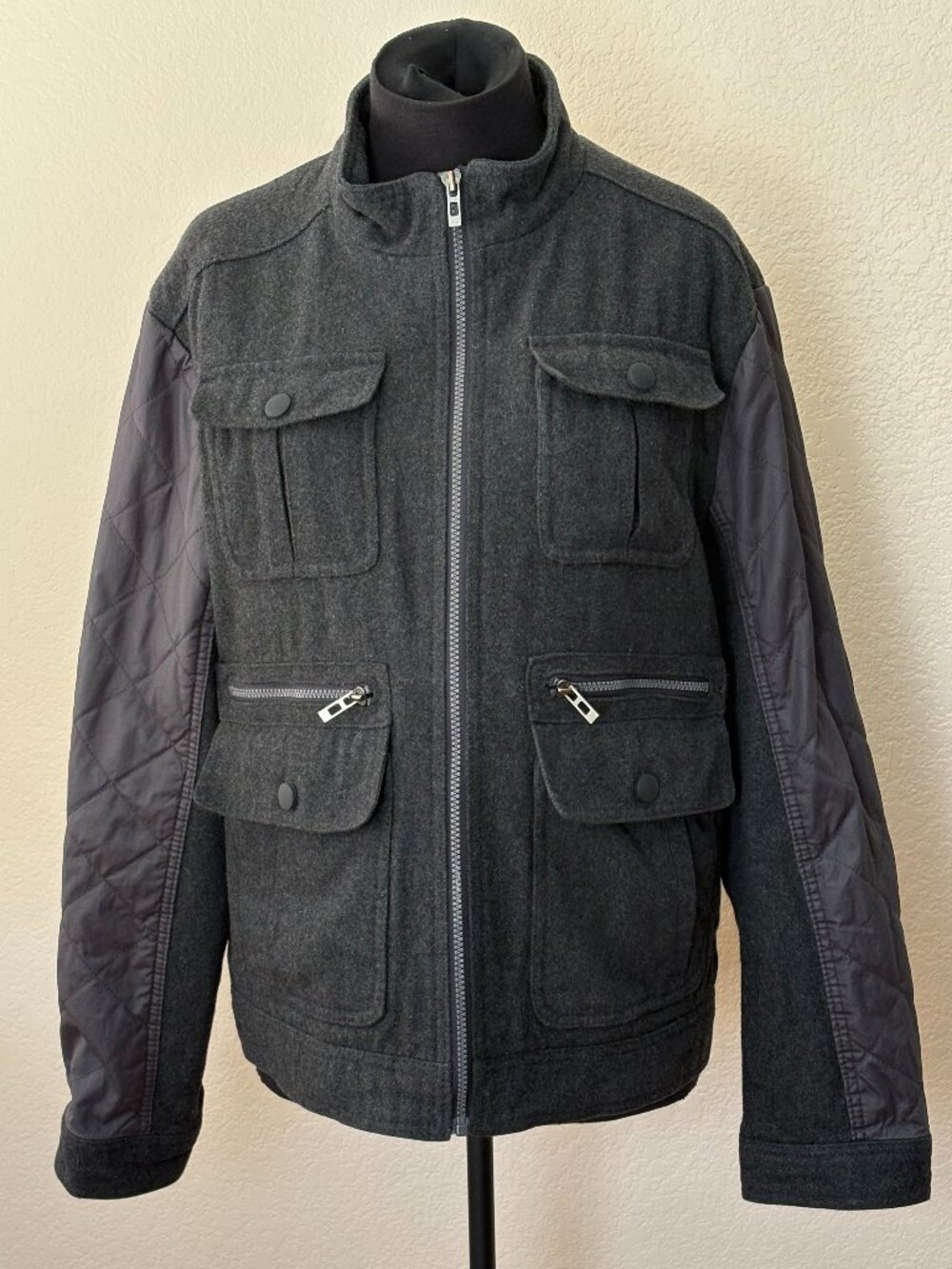 INC Mens M Wool Blend Military Utility Field Jacket